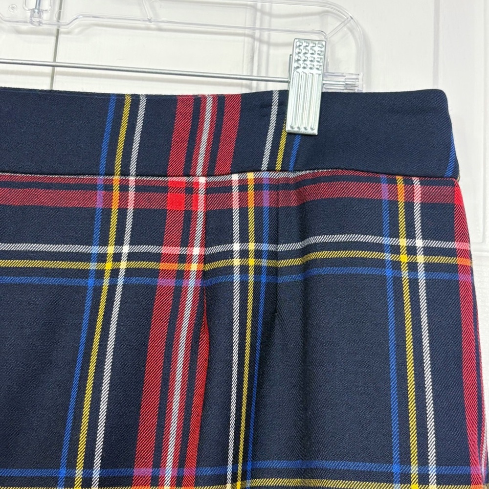 Talbots Preppy Navy Blue & Red Multi Plaid Tartan Wool Mini Skirt 12P - Picture 14 of 15